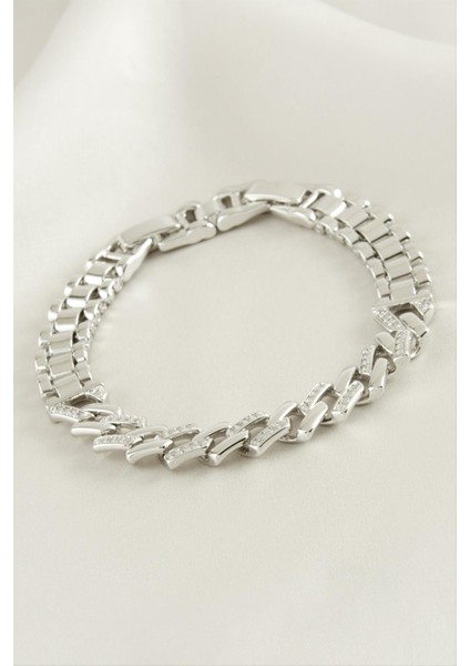 Xuping Zikzak Zirkon Taşlı Lüks Çelik Bileklik