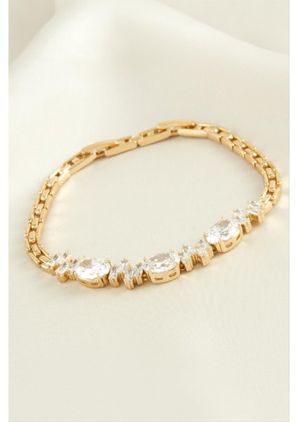 Xuping Oval Zirkon Taşlı Lüks Çelik Bileklik