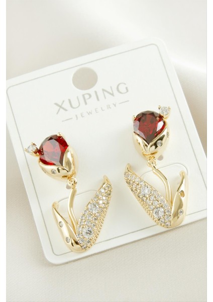 Xuping Orkide Zirkon Taşlı Lüks Çelik Küpe