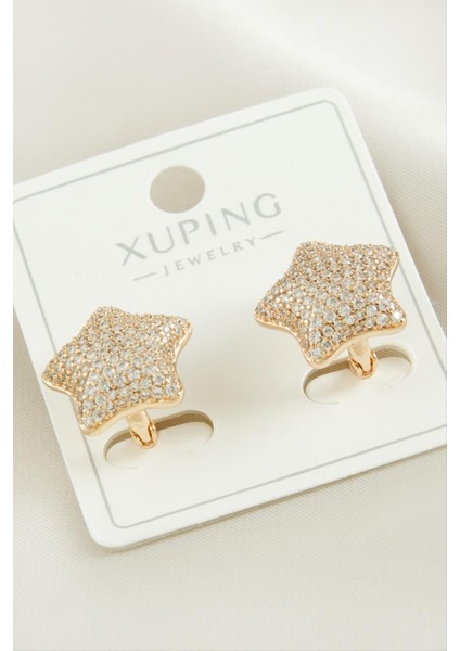 Xuping Çiçek Zirkon Taşlı Lüks Çelik Küpe