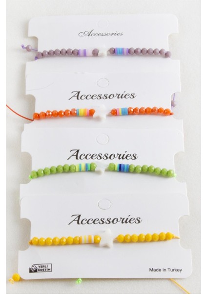 Yıldız Sedef Kristal Makrome Ip Bileklik