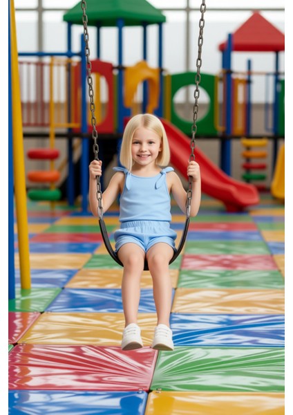 Kız Çocuk Örme Atlet ve Şort Takımı Yazın Enerjisi Için Ideal Kaliteli Şık Rahat