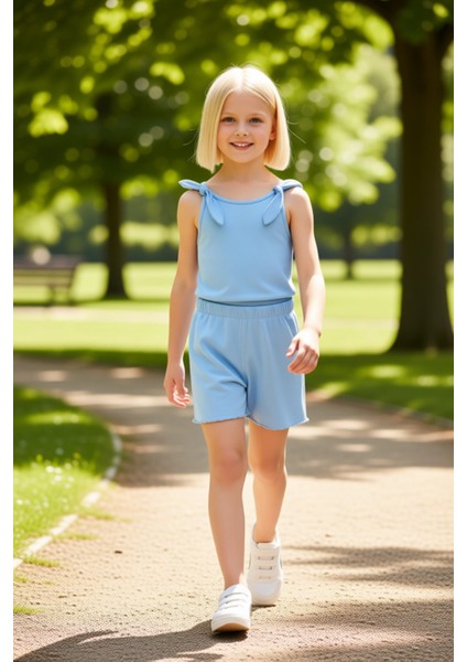 Kız Çocuk Örme Atlet ve Şort Takımı Yazın Enerjisi Için Ideal Kaliteli Şık Rahat modelleri