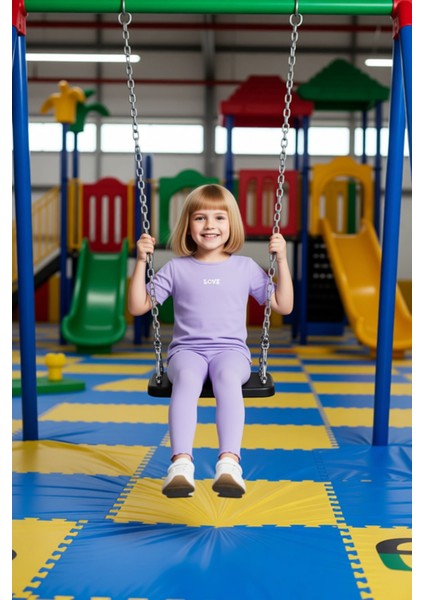 Kız Çocuk Pamuklu Nakışlı Bisiklet Yaka Kısa Kollu Üst ve Ispanyol Paça Pantolon Takımı Kaliteli