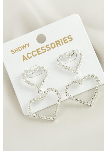 Kalp Suyolu Taşlı Küpe