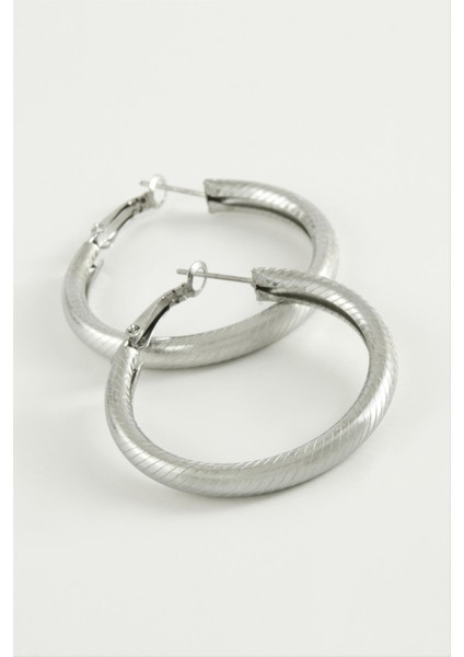 Çizgili Boru Halka Küpe 3,5 cm