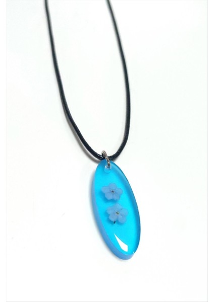 Unutma Çiçeği Oval Epoksi Kolye