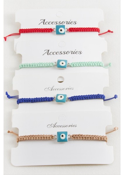 Kare Nazar Makrome Örgülü Bileklik