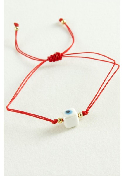 Cam Boncuk Makrome Ip Bileklik