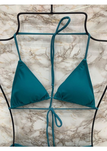 Kadın Likralı Yandan Boyundan Bağlamalı Şık Ipli Üçgen Bikini Takım fiyatları