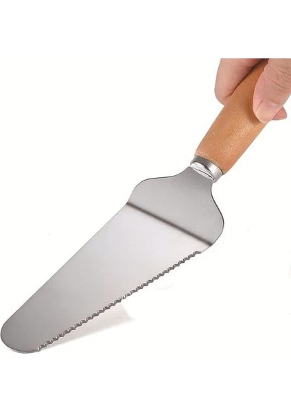 Home Tırtık Kenarlı Üçgen Mutfak Spatulası,pasta,pizza ve Mutfak Için Spatula,pasta Pastacılık Ahşap Saplı Paslanmaz Çelik Spatula