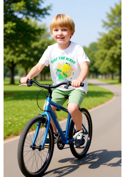 Erkek Çocuk Baskılı Bisiklet Yaka Kısa Kollu Üst ve Şort Takımı Kaliteli Şık Rahat fiyatları