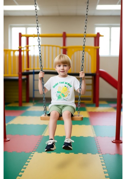 Erkek Çocuk Baskılı Bisiklet Yaka Kısa Kollu Üst ve Şort Takımı Kaliteli Şık Rahat modelleri