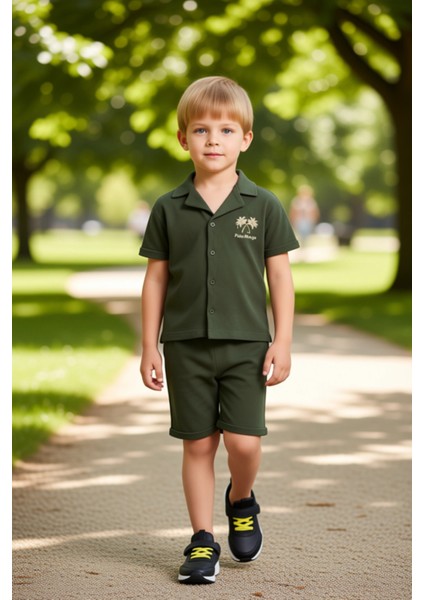Erkek Çocuk Kısa Kollu Gömlek ve Şort Takımı Konforlu ve Şık Günlük Giyim Kaliteli Şık Rahat
