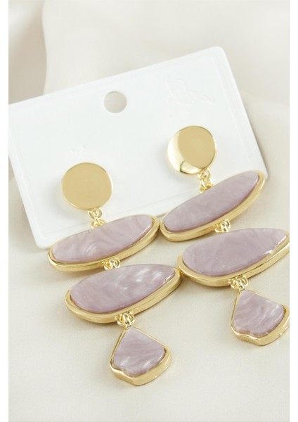 Amatist Taşlı Metal Küpe