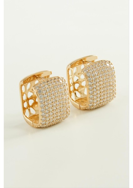 Xuping Kare Zirkon Taşlı Lüks Çelik Küpe