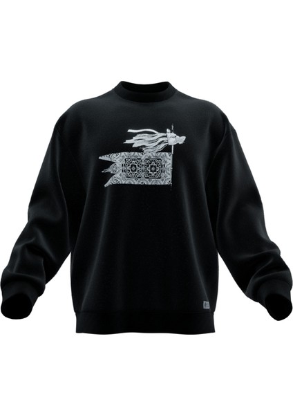 Kurt Başlı Tuğ V2 Tasarımlı Rahat Kalıp Unisex Sweatshirt