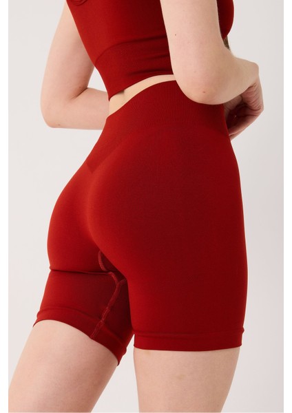 Essential Spor Şort Yüksek Bel Esnek Şekillendirici ve Toparlayıcı Seamless Tayt Kısa Şort