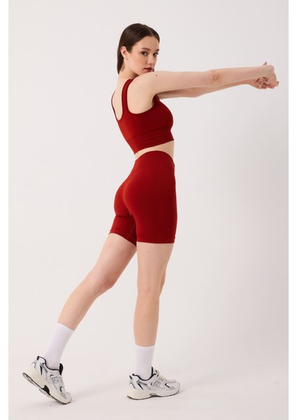 Essential Spor Şort Yüksek Bel Esnek Şekillendirici ve Toparlayıcı Seamless Tayt Kısa Şort fırsatları