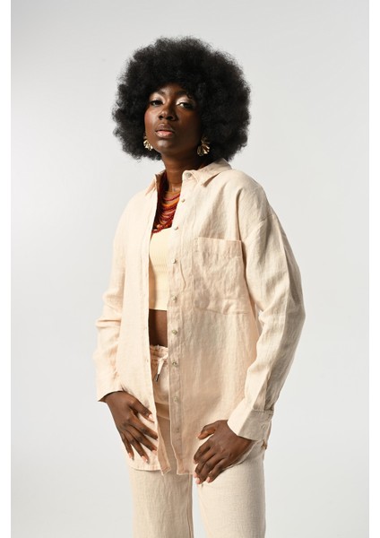 Kadın %100 Keten Tek Cepli Gömlek fiyatları