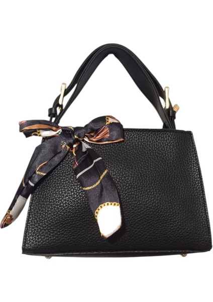 Kurdale Detaylı Kadın El ve Omuz Çantası Siyah