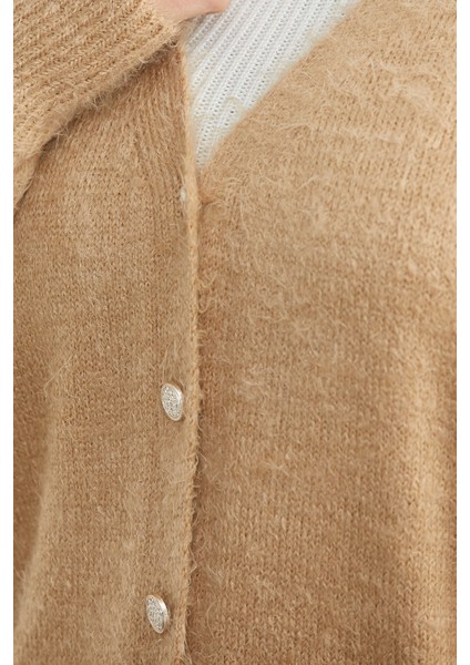 Pamuklu Yumoş Triko Hırka - Karamel indirimleri