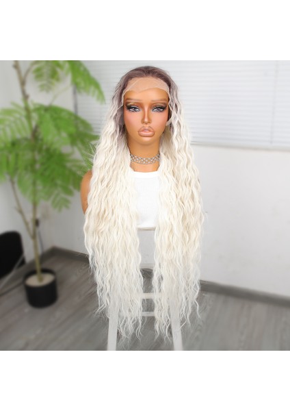 Rus Kumralı Beyaz Platin Ombreli Fiber Sentetik Tül Peruk fiyatları