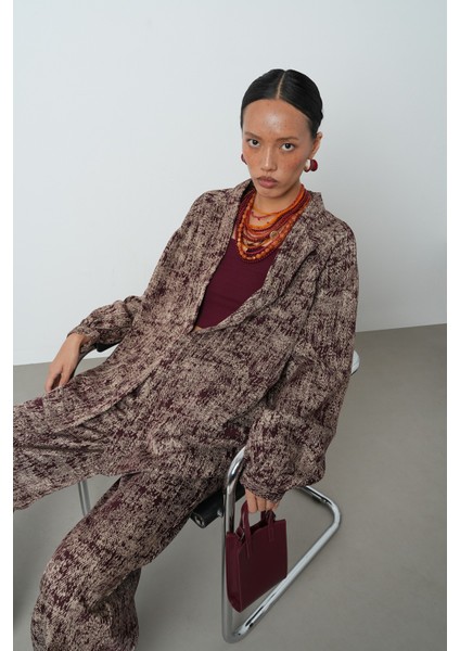 Kadın Bordo Renk Kırçıllı Oversize Kesim Tesettür Kimono modelleri