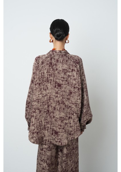 Kadın Bordo Renk Kırçıllı Oversize Kesim Tesettür Kimono indirimleri