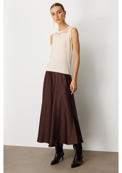 Kadın Yakası Boncuklu Triko Bluz 60361 Krem modelleri