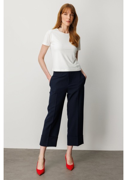 Kadın Sıfır Yaka Kısa Kol Basic Bluz 61334 Ekru modelleri