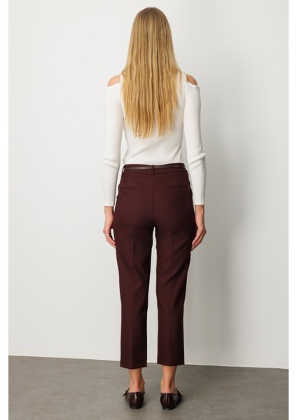 Kadın Duble Paça Kemerli Pantolon 1003 Bordo fırsatları