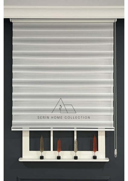 Gri Geçişli Dar Plise Zebra Stor Perde (Dayanıklı Alüminyum Kasa) fiyatları