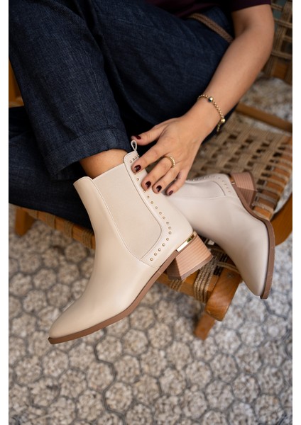 Rachel Ekru Troklu Hakiki Deri Bot