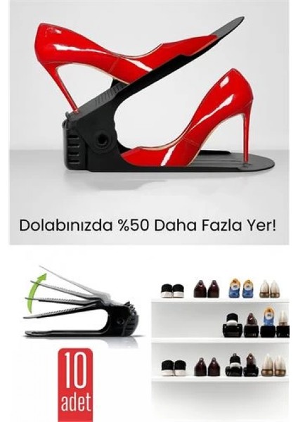 10'lu Ayakkabı Düzenleyici Set – Çift Katlı Tasarım | Dolap Içi Alan Tasarrufu | Ayarlanabilir Yükseklik