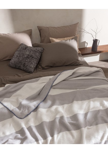 Eroux Çift Kişilik Jakarlı Pamuklu Battaniye - Gri/beyaz fiyatları