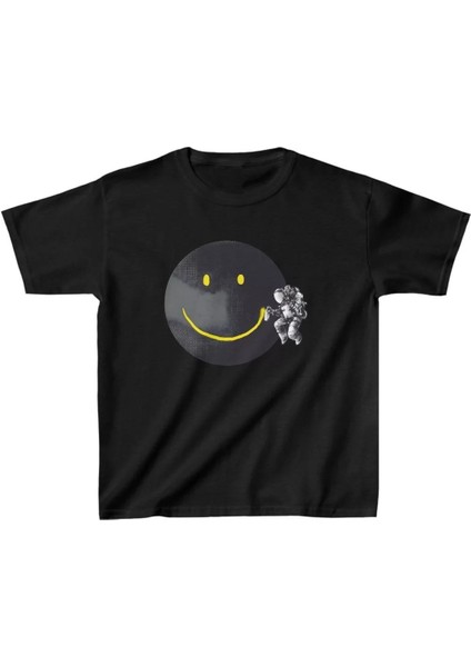 Unisex Çocuk Baskılı T-Shirt - Siyah