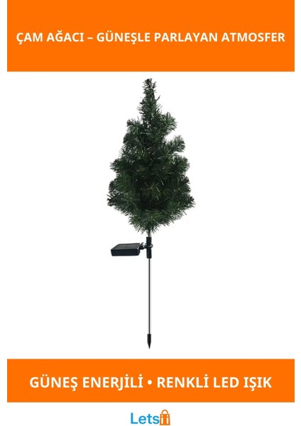 Güneş Enerjili Dekoratif Çam Ağacı LED Aydınlatma Dış Mekan