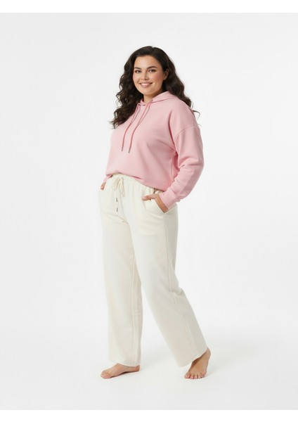 Düz Paça Büyük Beden Eşofman Altı Bej 2016