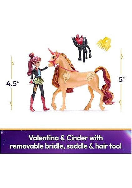 Academy Valentina ve Tek Boynuzlu At Cinder Seti – Sevilen Netflix Dizisinden Yaklaşık 12 cm Orijinal Figürler, 4 Yaş+ Için fiyatları