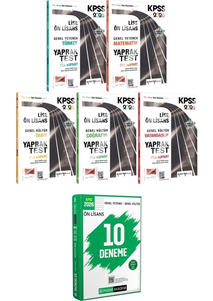 Türkçe Matematik Tarih Coğrafya Vatandaşlık Çek Kopart Yaprak Test - 2026 Kpss Ön Lisans Çözümlü 10 Deneme