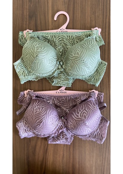 2 Renk 1 Paket Haki - Vizon Içi Boş Kap Sütyen Takım