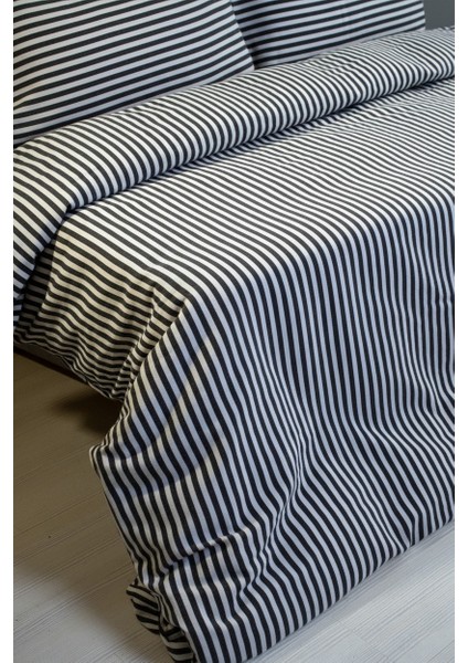 Natural Ranforce Siyah Çizgili Çift Kişilik Nevresim Takımı %100 Organik Pamuk modelleri