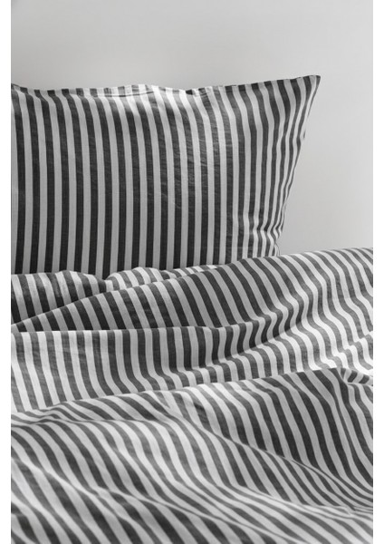 Natural Ranforce Siyah Çizgili Çift Kişilik Nevresim Takımı %100 Organik Pamuk fırsatları