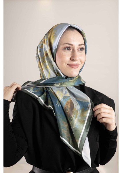 Dijital Kristal Desenli Eşarp 95x95 – Pastel Desen-3