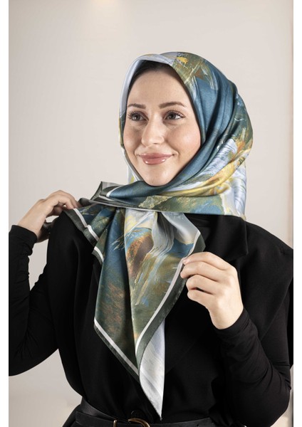 Dijital Kristal Desenli Eşarp 95x95 – Pastel Desen-3 modelleri