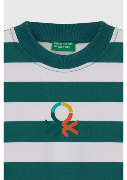 Pamuklu Regular Fit Bisiklet Yaka Çizgili Sweat Erkek Çocuk Sweat BNTB23297 modelleri