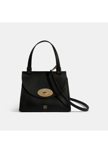 Kadın Siyah Omuz Askılı Deri El Çantası