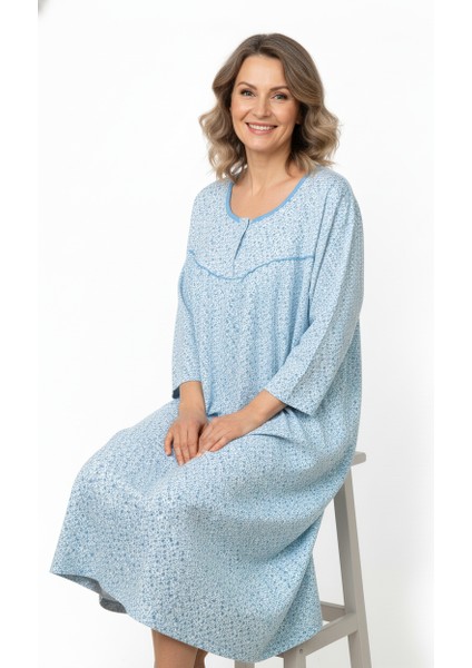 Kadın Boydan Anne Gecelik Elbise %100 Pamuk Çiçekli Desenli Rahat ve Tam Kalıp fırsatları