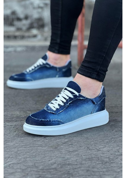 Koyu Mavi Kot Kumaş Erkek Casual Ayakkabı